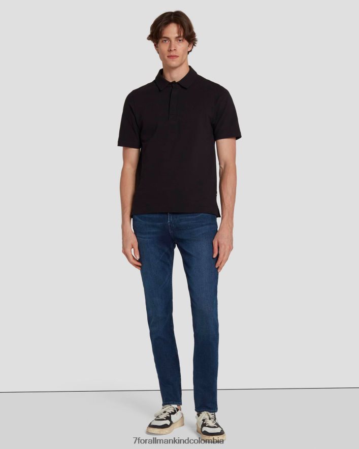 vestir 7 for All Mankind Polo de punto piqué en negro JBNRD696