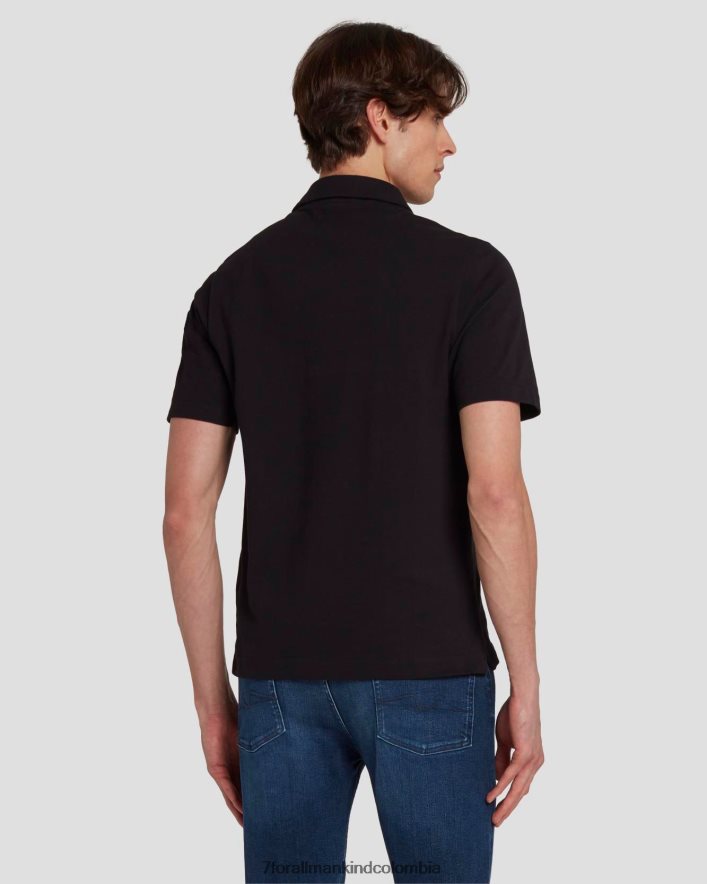 vestir 7 for All Mankind Polo de punto piqué en negro JBNRD696