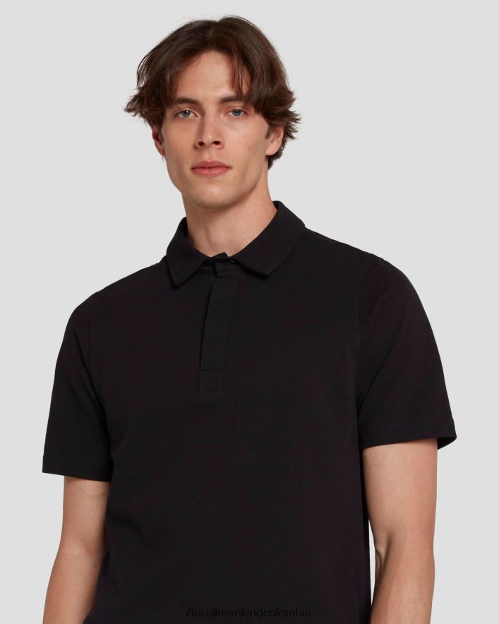 vestir 7 for All Mankind Polo de punto piqué en negro JBNRD696