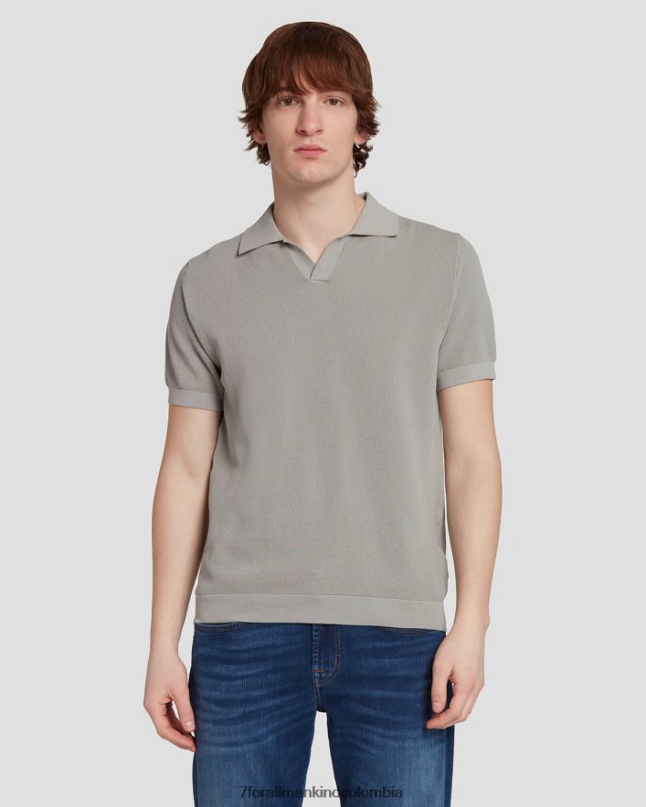 vestir 7 for All Mankind Polo estilo suéter texturizado en gris nublado JBNRD695