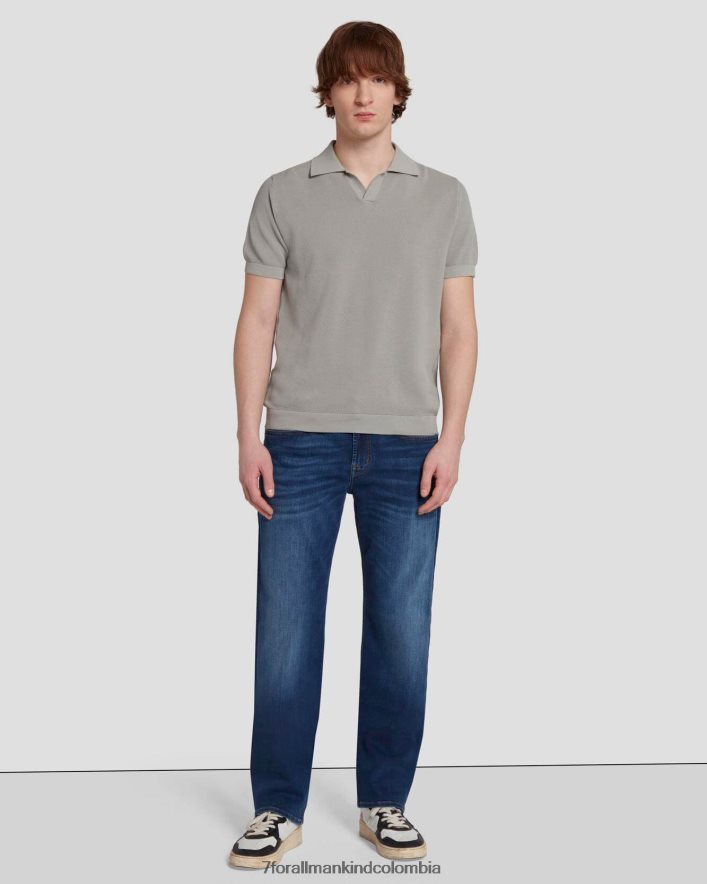 vestir 7 for All Mankind Polo estilo suéter texturizado en gris nublado JBNRD695