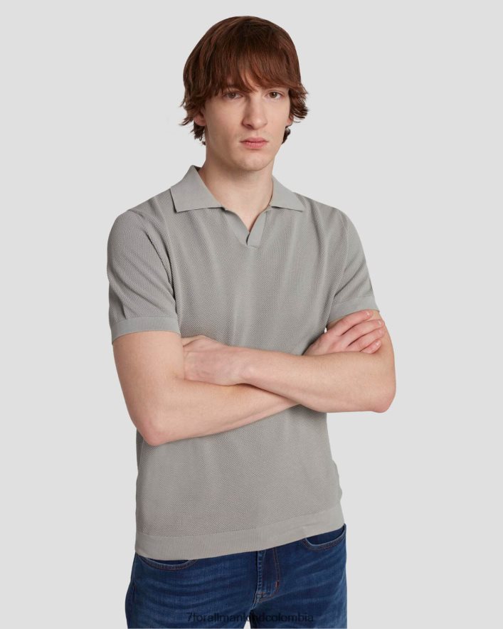 vestir 7 for All Mankind Polo estilo suéter texturizado en gris nublado JBNRD695