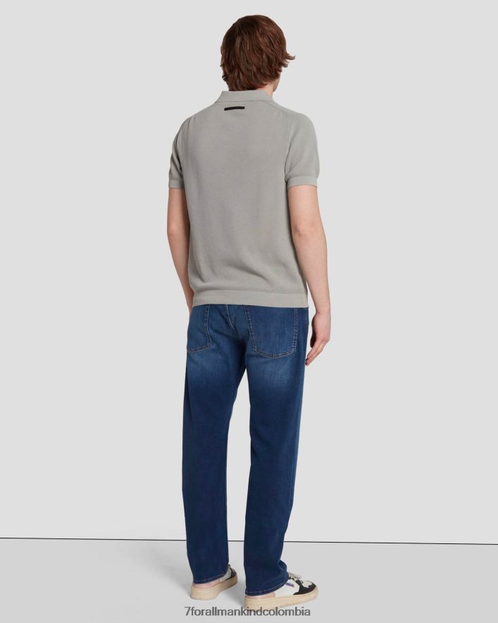 vestir 7 for All Mankind Polo estilo suéter texturizado en gris nublado JBNRD695