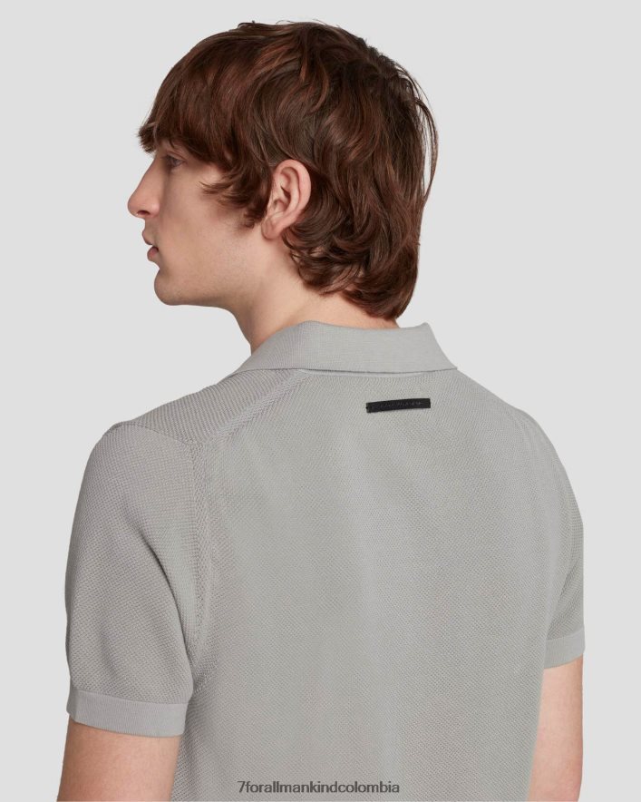 vestir 7 for All Mankind Polo estilo suéter texturizado en gris nublado JBNRD695