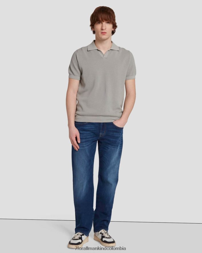 vestir 7 for All Mankind Polo estilo suéter texturizado en gris nublado JBNRD695