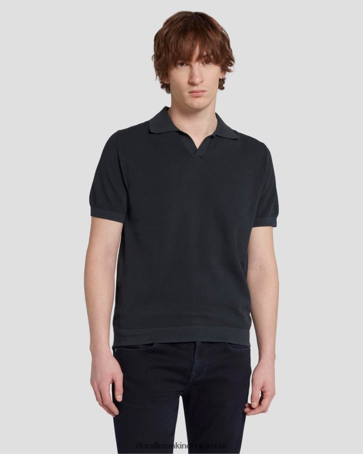 vestir 7 for All Mankind Polo tipo suéter texturizado en azul marino JBNRD685