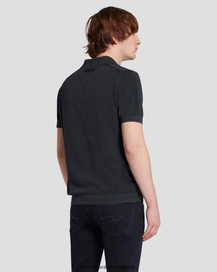 vestir 7 for All Mankind Polo tipo suéter texturizado en azul marino JBNRD685