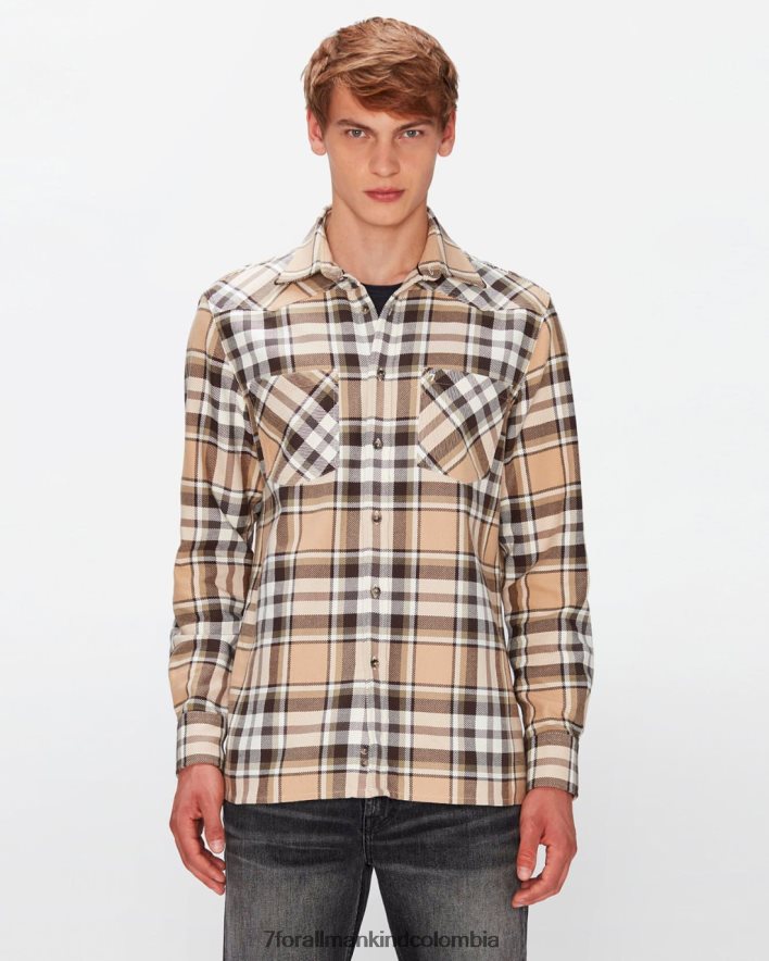 vestir 7 for All Mankind Sobrecamisa estilo western a cuadros neutros JBNRD717