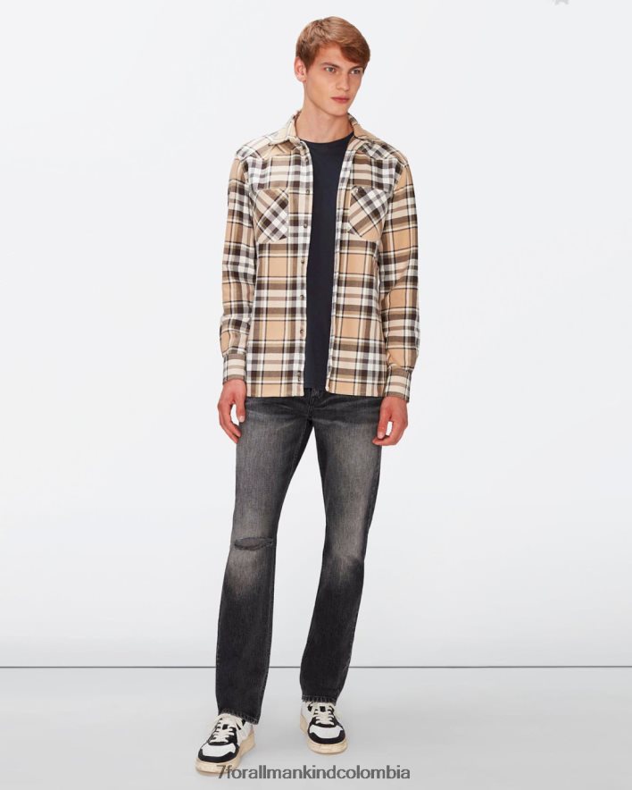 vestir 7 for All Mankind Sobrecamisa estilo western a cuadros neutros JBNRD717