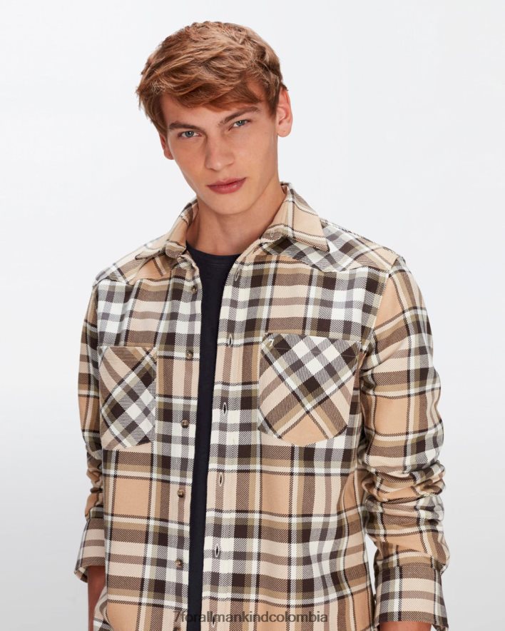 vestir 7 for All Mankind Sobrecamisa estilo western a cuadros neutros JBNRD717