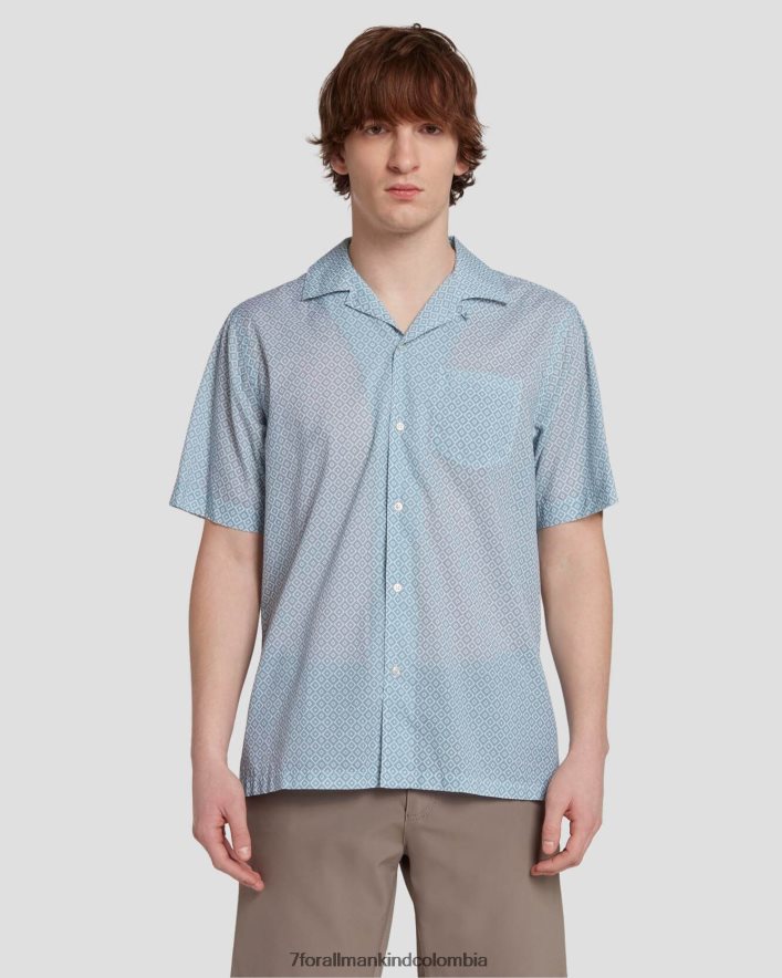 vestir 7 for All Mankind camisa Camp con estampado de rombos en color escarcha JBNRD700