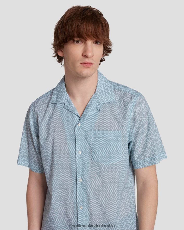 vestir 7 for All Mankind camisa Camp con estampado de rombos en color escarcha JBNRD700