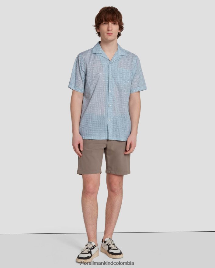 vestir 7 for All Mankind camisa Camp con estampado de rombos en color escarcha JBNRD700