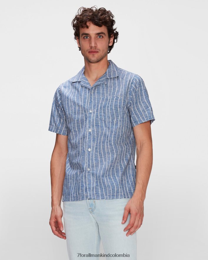 vestir 7 for All Mankind camisa camp a rayas con garabatos JBNRD705