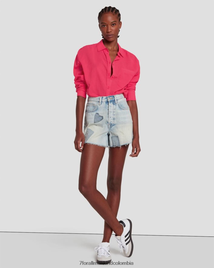 vestir 7 for All Mankind camisa clásica con botones en color geranio JBNRD330
