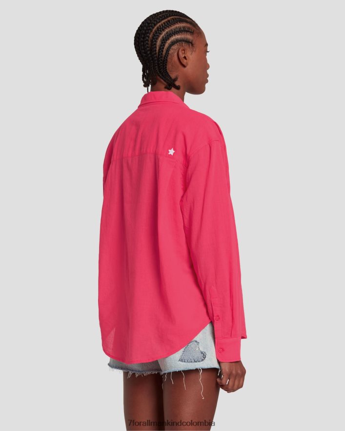 vestir 7 for All Mankind camisa clásica con botones en color geranio JBNRD330