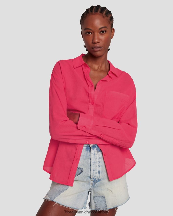 vestir 7 for All Mankind camisa clásica con botones en color geranio JBNRD330