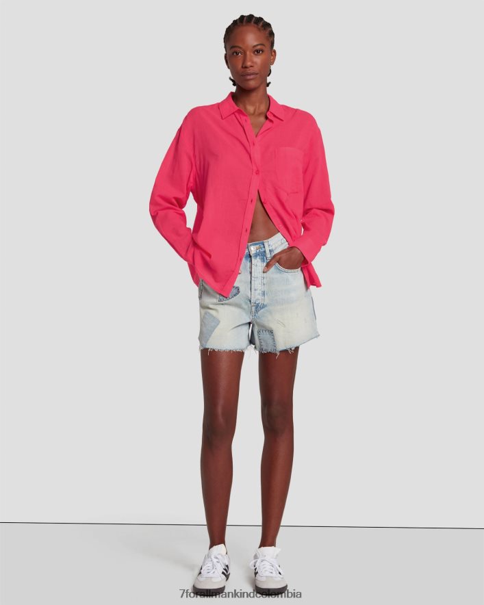 vestir 7 for All Mankind camisa clásica con botones en color geranio JBNRD330