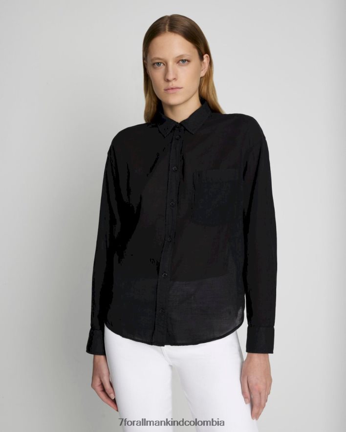 vestir 7 for All Mankind camisa clásica con botones en negro JBNRD339