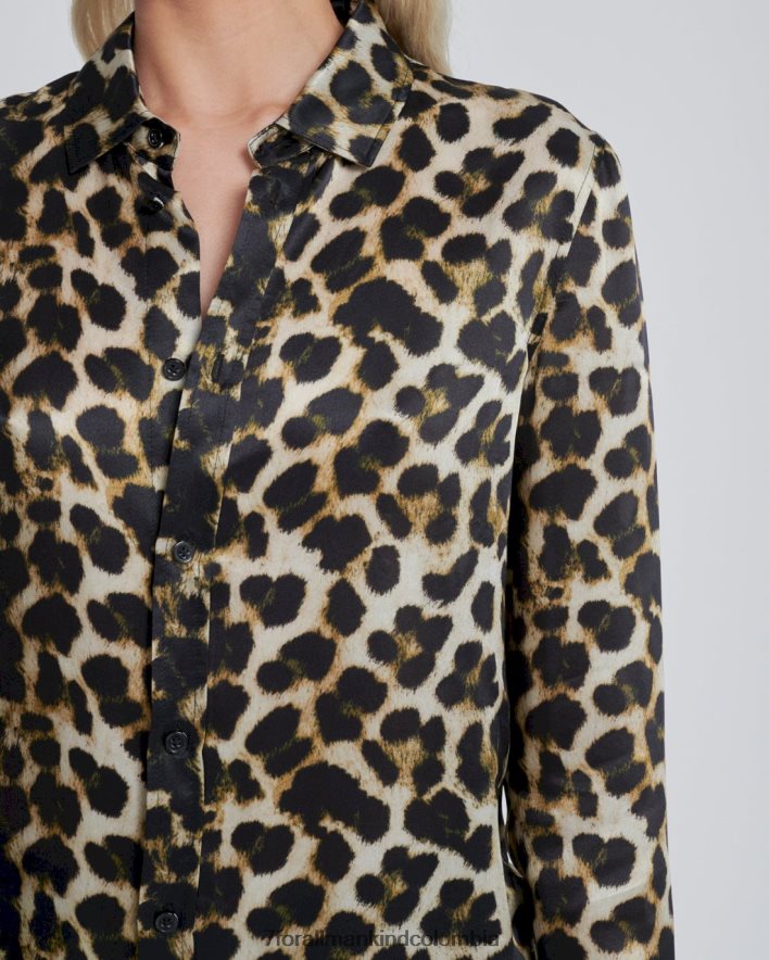 vestir 7 for All Mankind camisa con botones de seda en leopardo JBNRD351