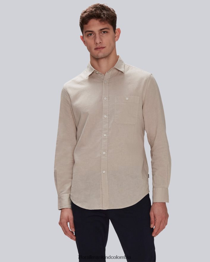 vestir 7 for All Mankind camisa con botones y un bolsillo en color sésamo JBNRD691