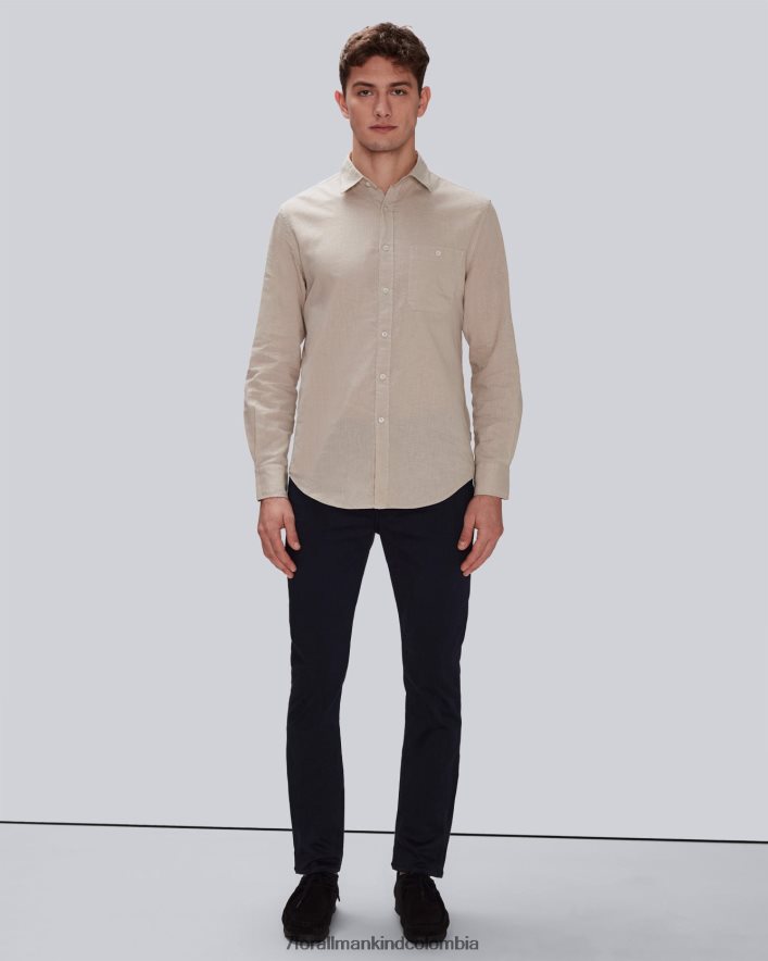 vestir 7 for All Mankind camisa con botones y un bolsillo en color sésamo JBNRD691