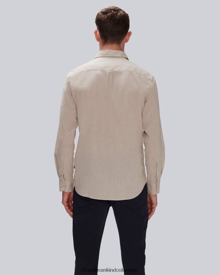vestir 7 for All Mankind camisa con botones y un bolsillo en color sésamo JBNRD691