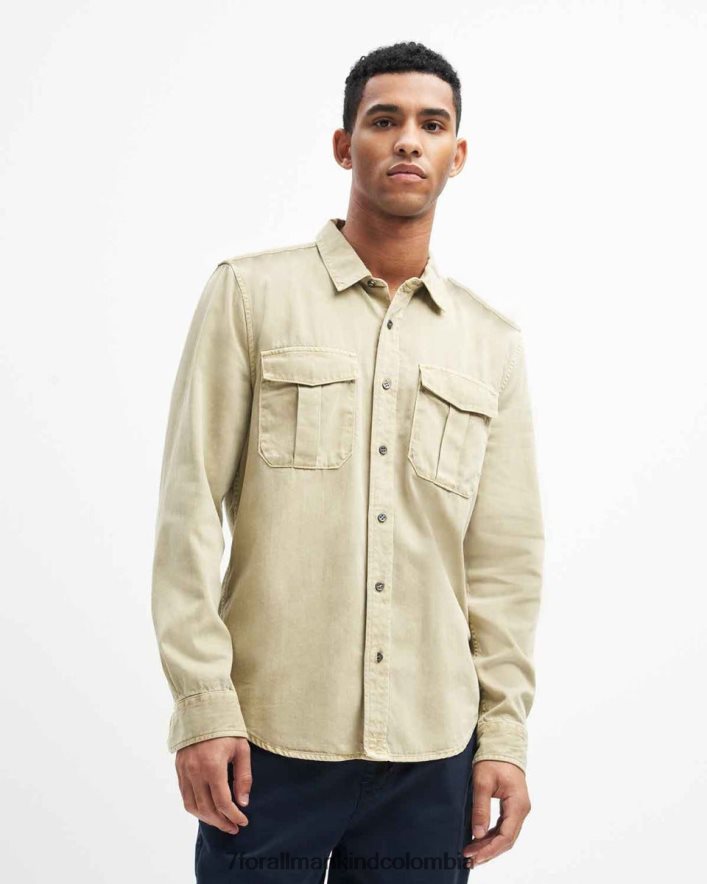 vestir 7 for All Mankind camisa con dos bolsillos en color arena JBNRD710