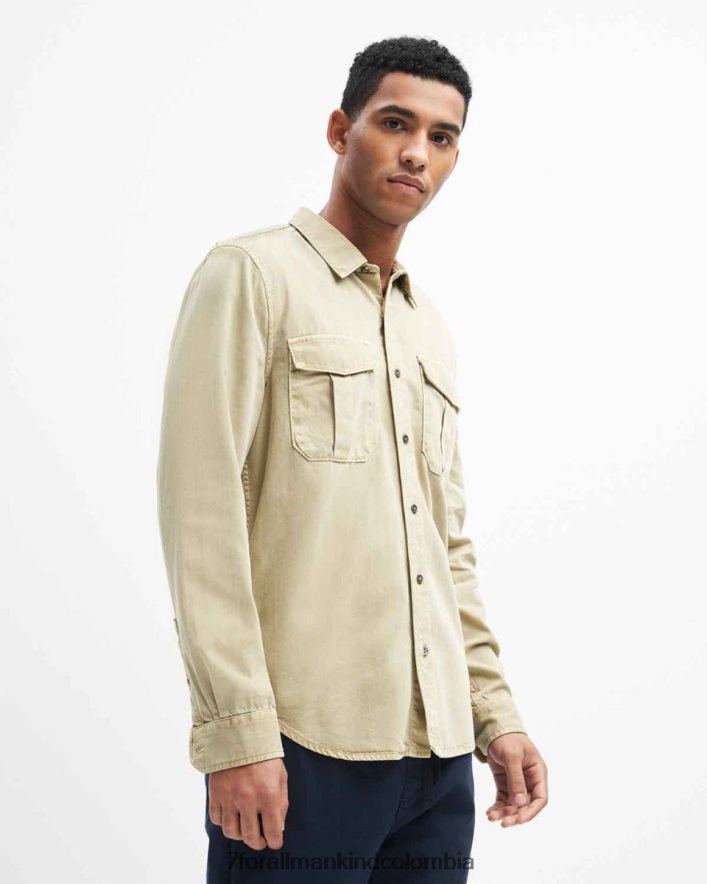 vestir 7 for All Mankind camisa con dos bolsillos en color arena JBNRD710