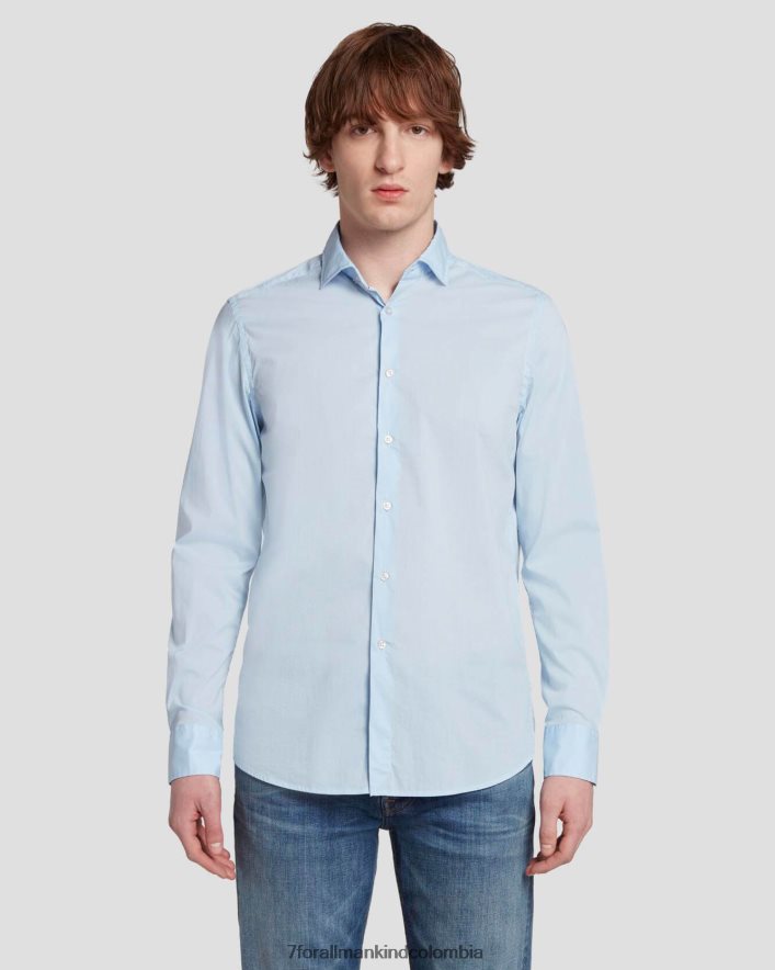 vestir 7 for All Mankind camisa de popelina de manga larga en azul claro JBNRD706