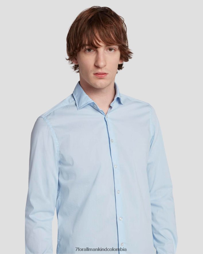 vestir 7 for All Mankind camisa de popelina de manga larga en azul claro JBNRD706