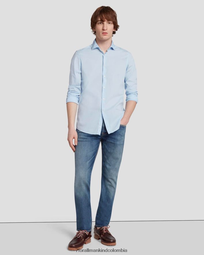 vestir 7 for All Mankind camisa de popelina de manga larga en azul claro JBNRD706
