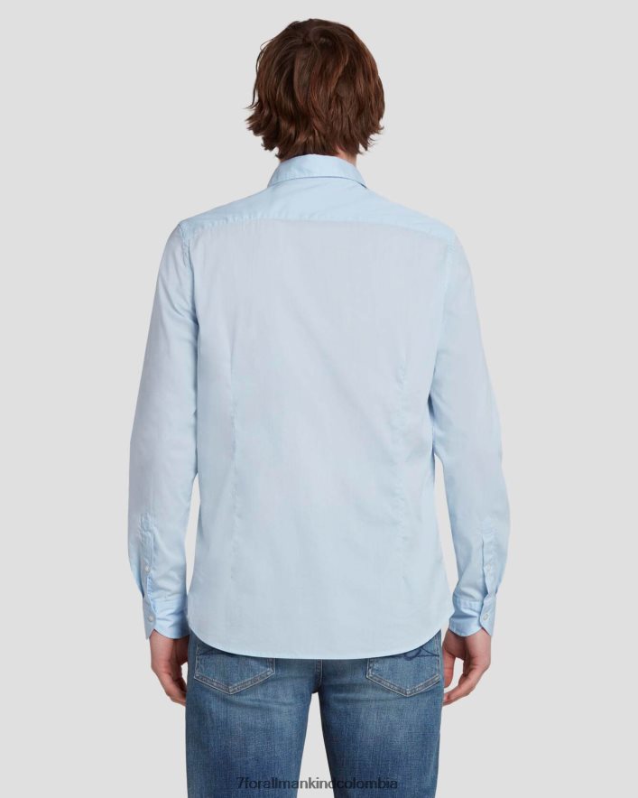 vestir 7 for All Mankind camisa de popelina de manga larga en azul claro JBNRD706
