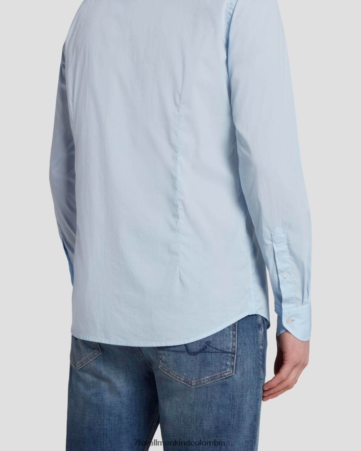 vestir 7 for All Mankind camisa de popelina de manga larga en azul claro JBNRD706