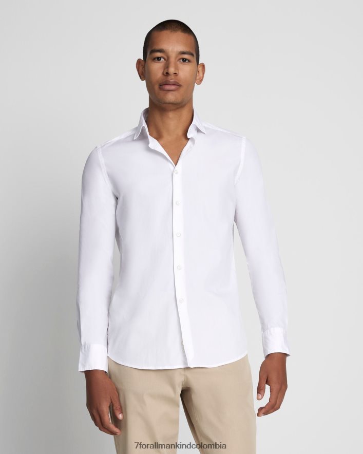 vestir 7 for All Mankind camisa de popelina de manga larga en blanco JBNRD686