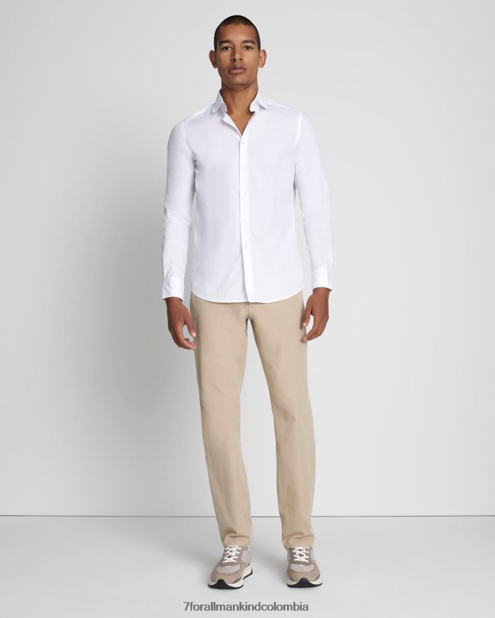vestir 7 for All Mankind camisa de popelina de manga larga en blanco JBNRD686