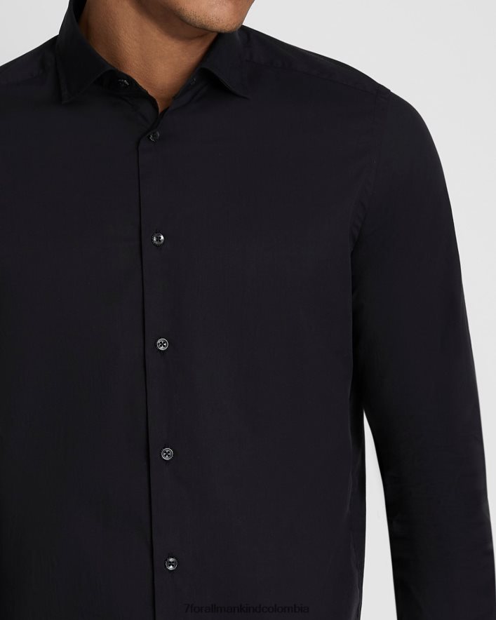 vestir 7 for All Mankind camisa de popelina de manga larga en negro JBNRD687