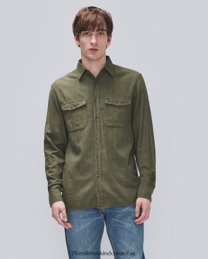 vestir 7 for All Mankind camisa militar a cuadros sobreteñida JBNRD725