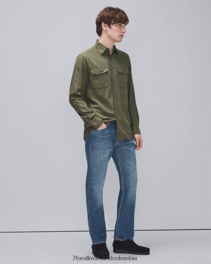 vestir 7 for All Mankind camisa militar a cuadros sobreteñida JBNRD725