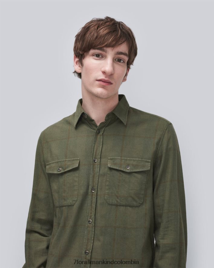 vestir 7 for All Mankind camisa militar a cuadros sobreteñida JBNRD725