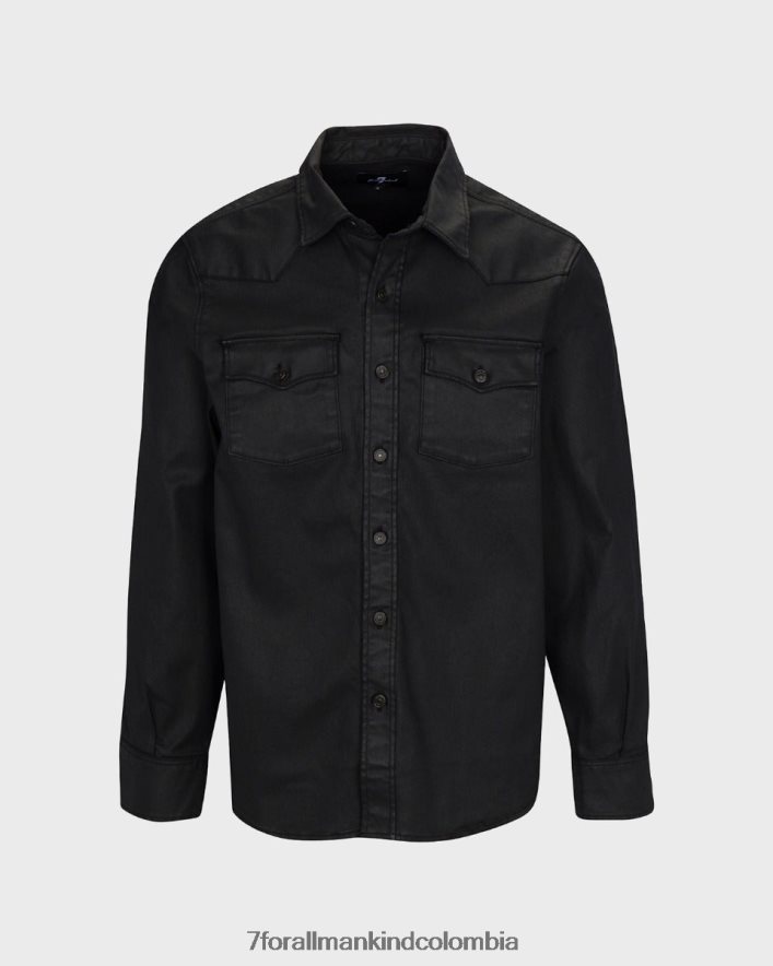 vestir 7 for All Mankind camisa revestida en negro JBNRD577