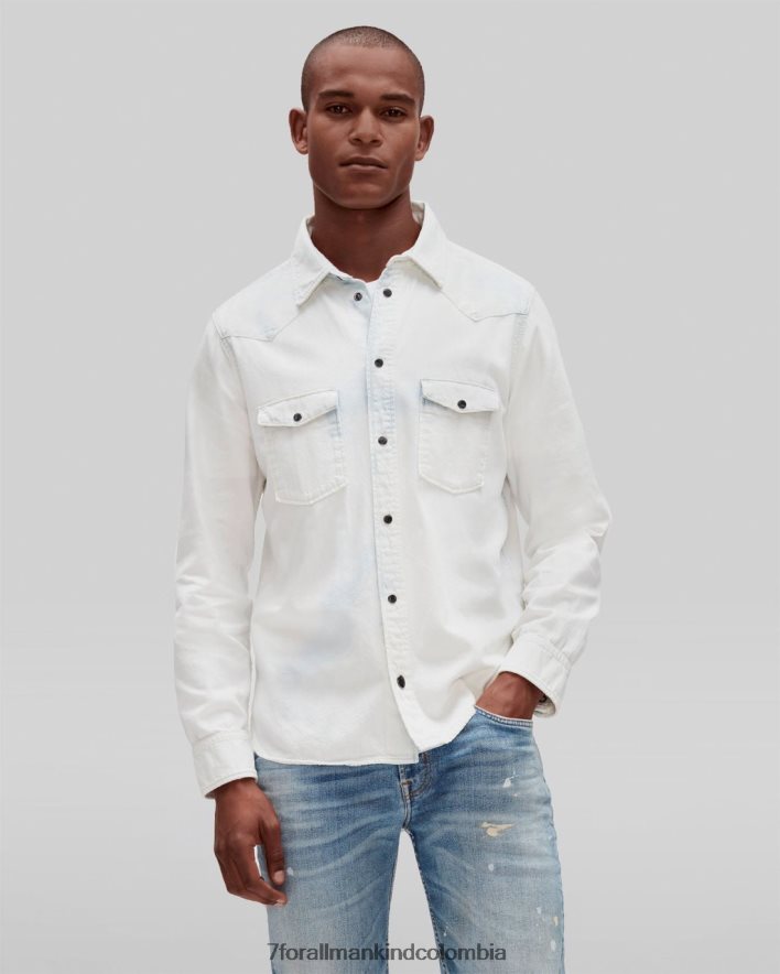 vestir 7 for All Mankind camisa vaquera en tono nublado decolorado JBNRD728