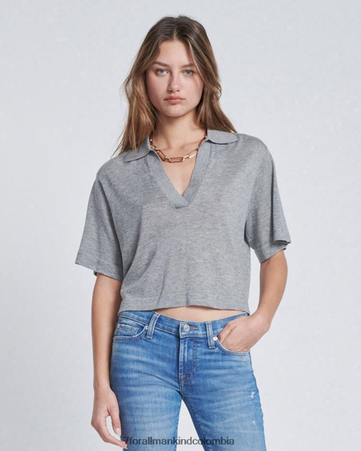 vestir 7 for All Mankind polo corto en gris jaspeado JBNRD382