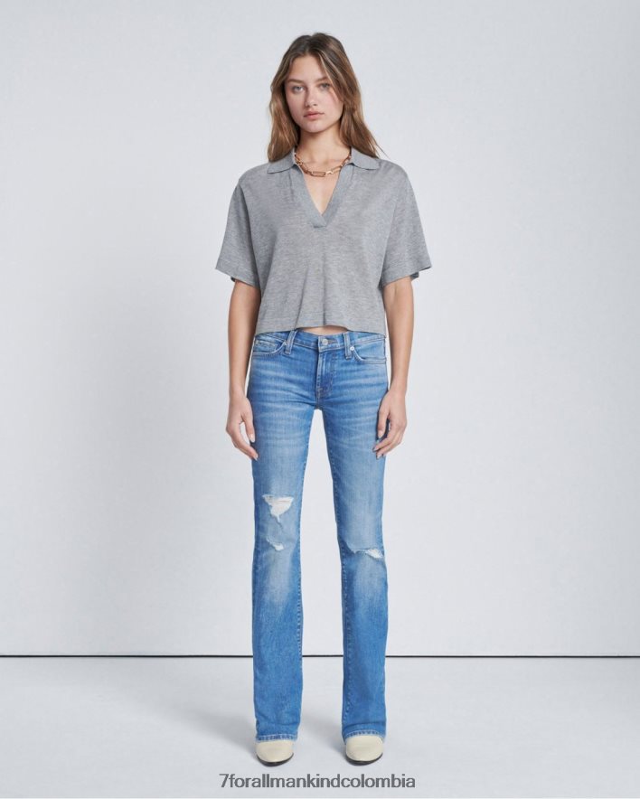 vestir 7 for All Mankind polo corto en gris jaspeado JBNRD382