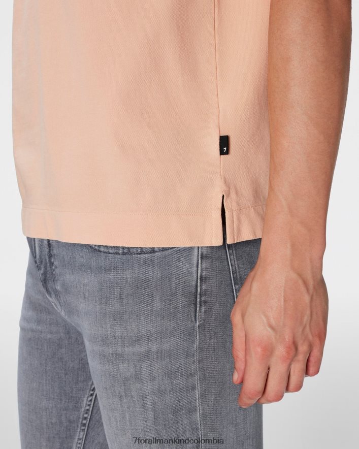 vestir 7 for All Mankind polo de punto piqué en color mandarina JBNRD718