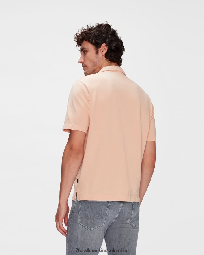 vestir 7 for All Mankind polo de punto piqué en color mandarina JBNRD718
