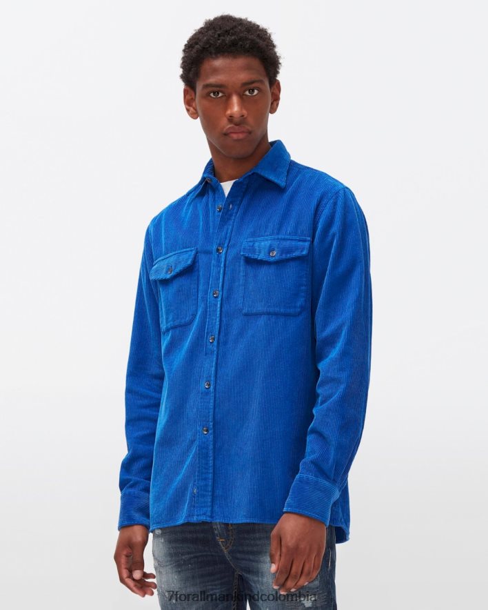vestir 7 for All Mankind sobrecamisa de pana en azul eléctrico JBNRD727