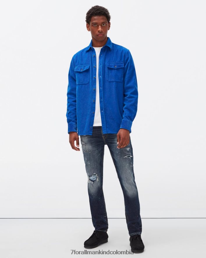 vestir 7 for All Mankind sobrecamisa de pana en azul eléctrico JBNRD727