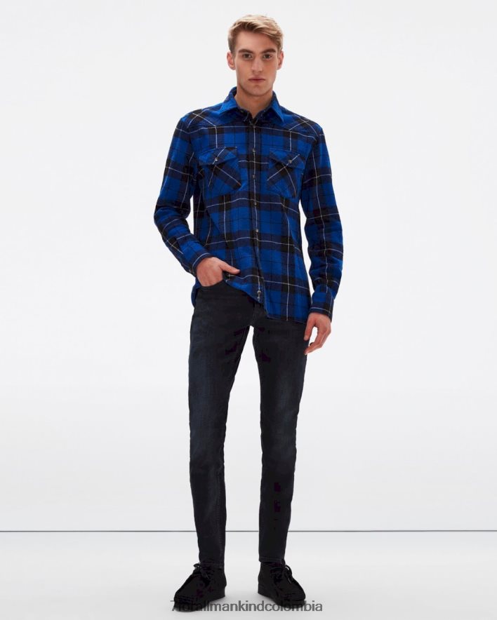 vestir 7 for All Mankind sobrecamisa estilo western a cuadros azul eléctrico JBNRD709
