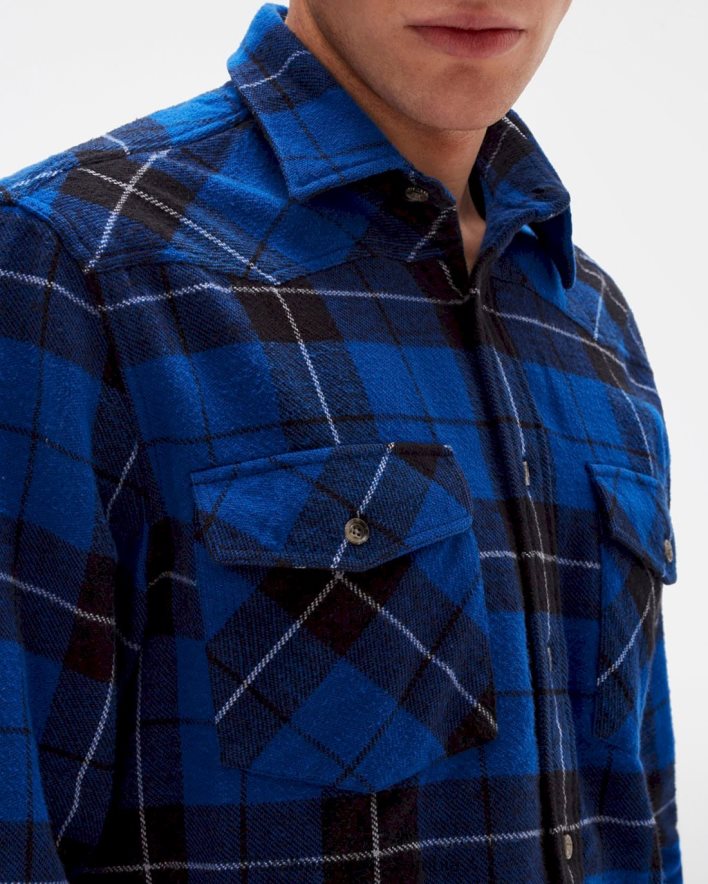 vestir 7 for All Mankind sobrecamisa estilo western a cuadros azul eléctrico JBNRD709